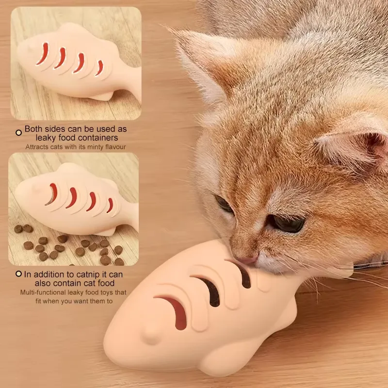 Eco-Friendly Fish-Shaped Bite-Resistant Molar Self-Pleasure Silicone Pet Toy Food Grade for Catnip Cats - detail view 4