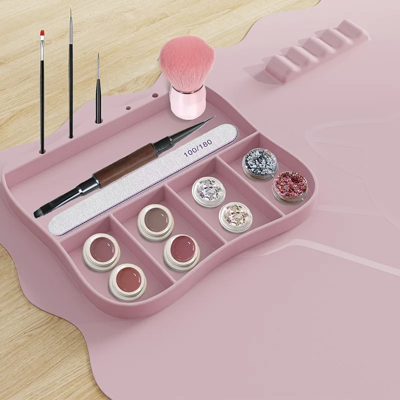 2027 Top Rankings Bag Nails Table Mat Pink Cherry Heart Pattern Custom Logo Nail Mat - detail view 8
