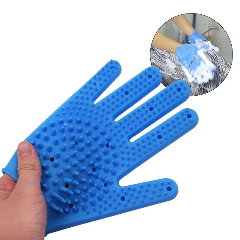 Silicone Pet Bathing Glove Hair Remover Brush Cat and Dog Pet Grooming Massage Bathing Glove - detail view 4