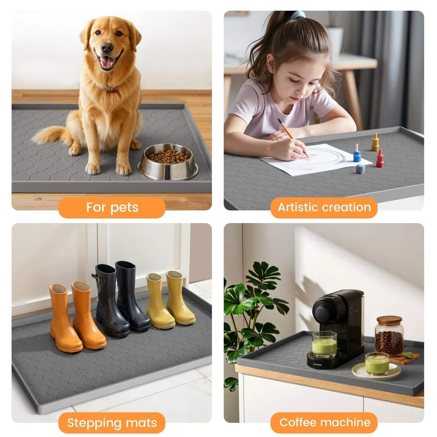 Silicone Under-Sink Mat with Water Drainage Cabinet Shelf Liner Non-Slip Mats Dishwasher-Safe Drawer Liner - detail view 5