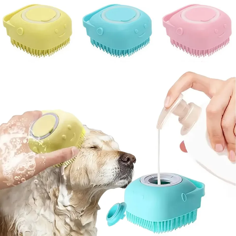 New Arrivals Custom Pets Brushes Bath Massage Brush Shampoo Dispenser Dog Grooming Tool Pet Cat Dog Bath - custom silicone manufacturer