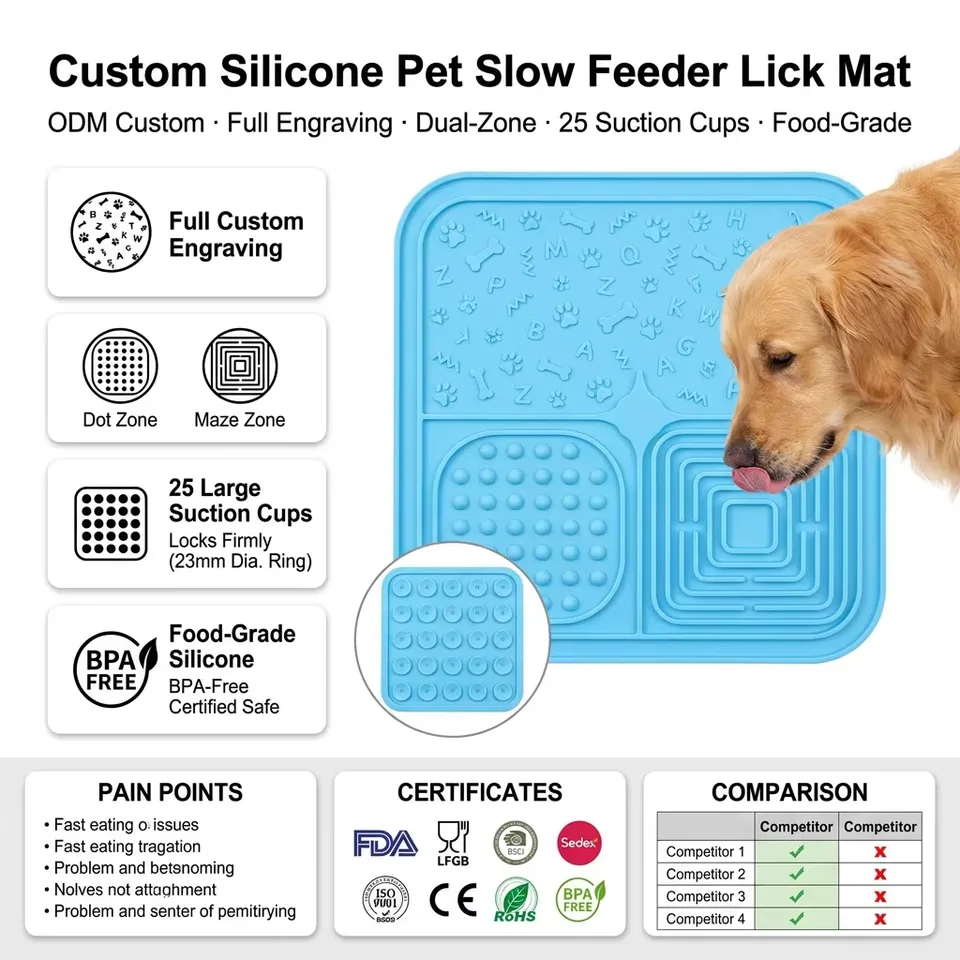 Wholesale Slow Feeder Dog Bowls Lick Mat Anti-Slip Durable Plastic Silicone Interactive Toy for Large Medium Small Dogs Cats - detail view 1