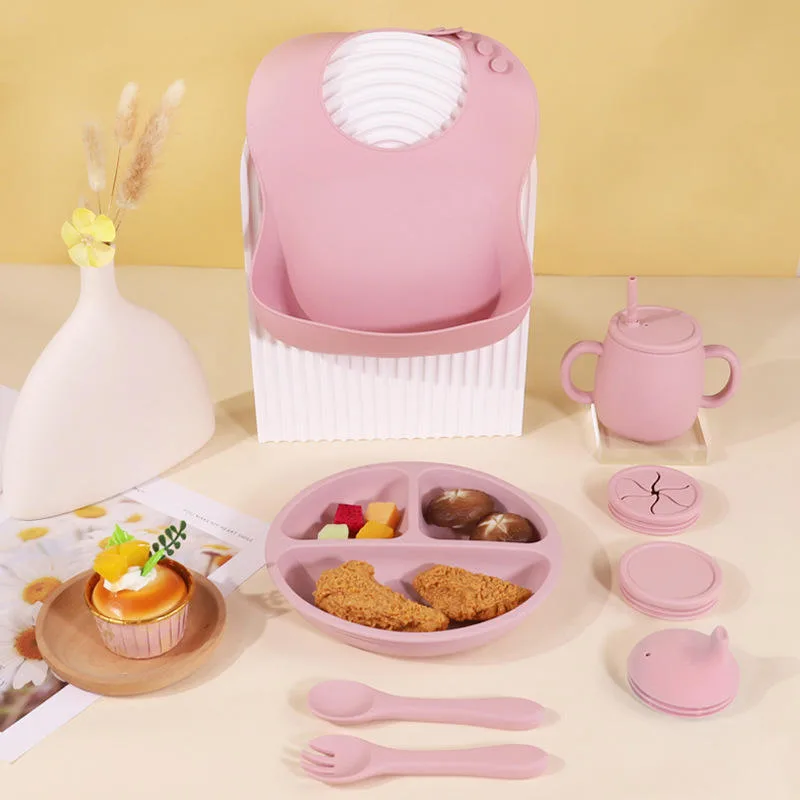 Baby Supplies Silicone Baby Feeding Set Newborn Set Gift Baby Plate Set - detail view 4