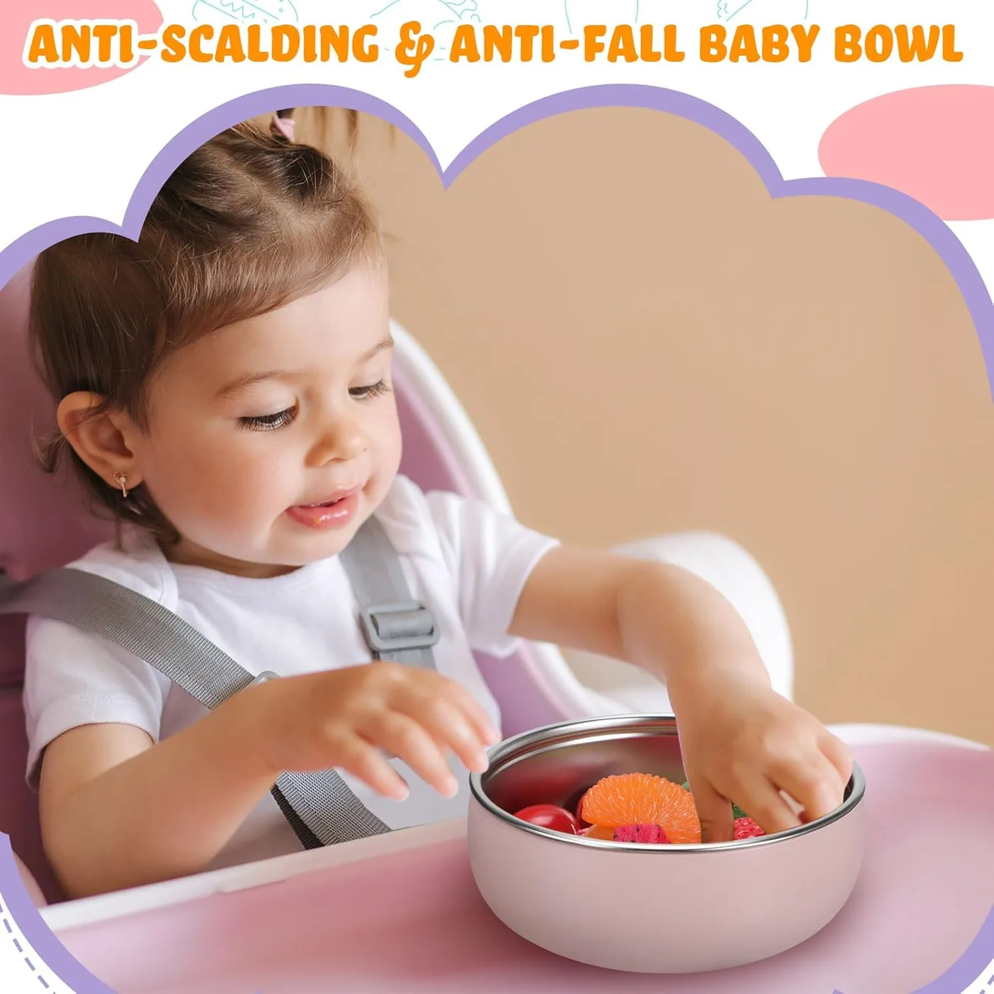BPA Free Silicone Removable Suction Divided Plates 304 Stainless Steel Food Plates for Kids - detail view 6