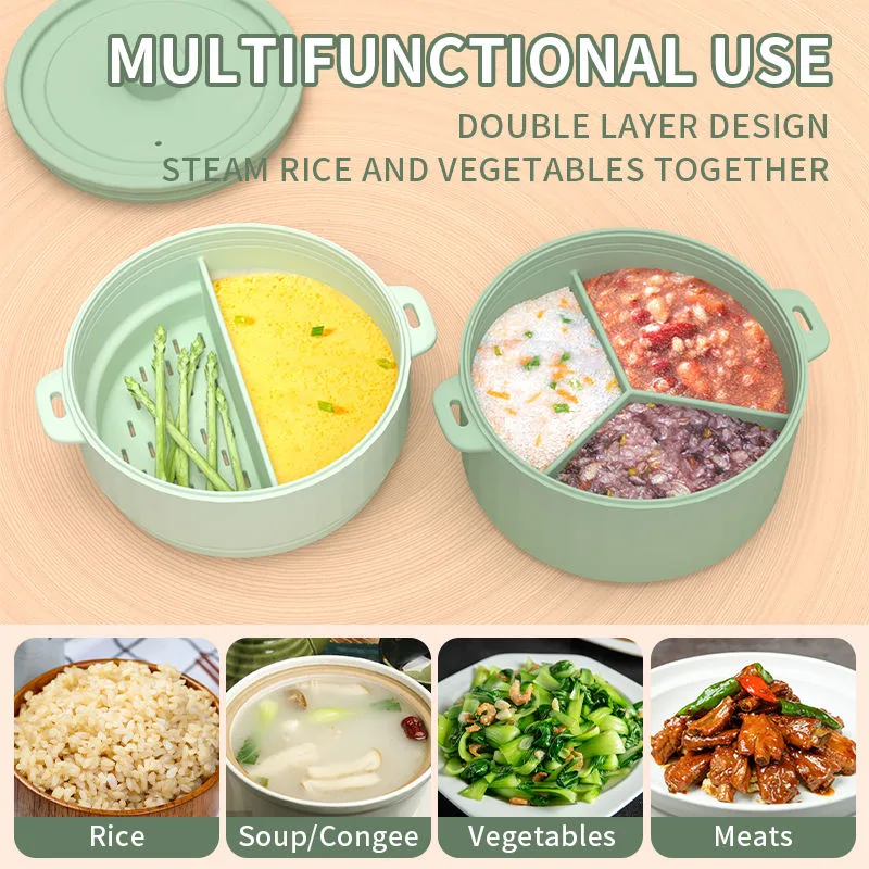 Silicone Steamer Cookware Vegetables Prep Meal Food Removable Rack BPA Free Steamer Bowl - detail view 3