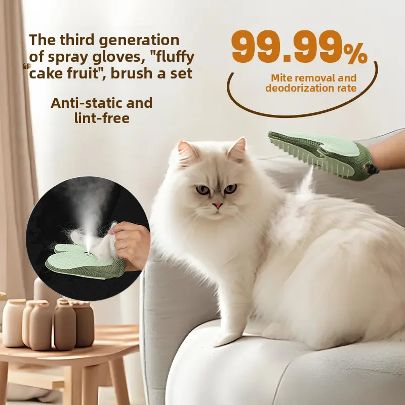 New Pet Steam Gloves Brush for Cats Dogs Hair Cleaning Pet Grooming Double-sided Cat Hair Removal Gloves Steam Brush - detail view 3