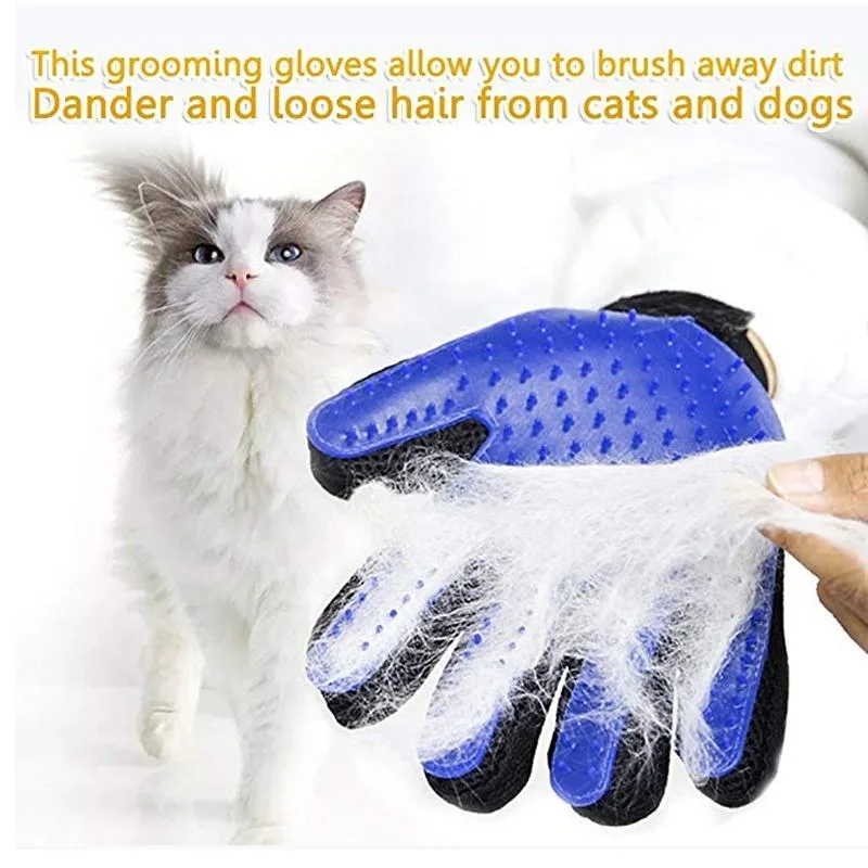 Pet Grooming Glove - Gentle Deshedding Brush Glove - Efficient Pet Hair Remover Mitt - Massage Tool with Enhanced Five Finger - detail view 4