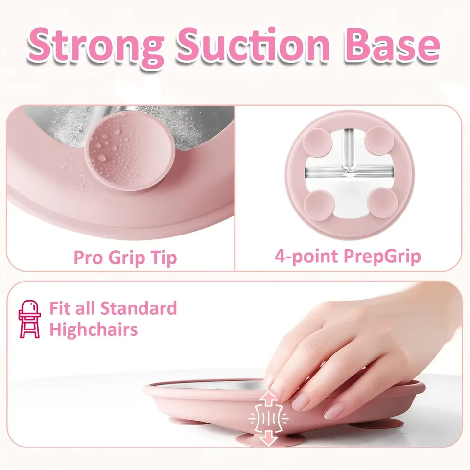 9" Stainless Steel Divided Toddler Plate Removable Silicone Sleeves Non Toxic BPA Free Unbreakable Baby Kids Dining - detail view 5