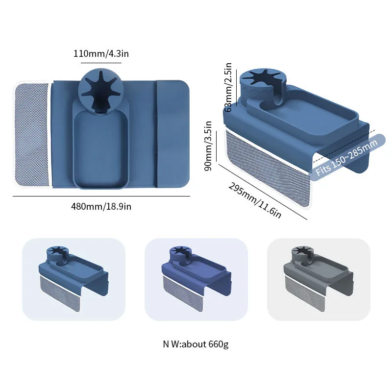 Custom Silicone Sofa Armrest Tray Coasters Recliner Drink Holder Cellphone Couch Cup Holder Tray with Side Pockets - detail view 5
