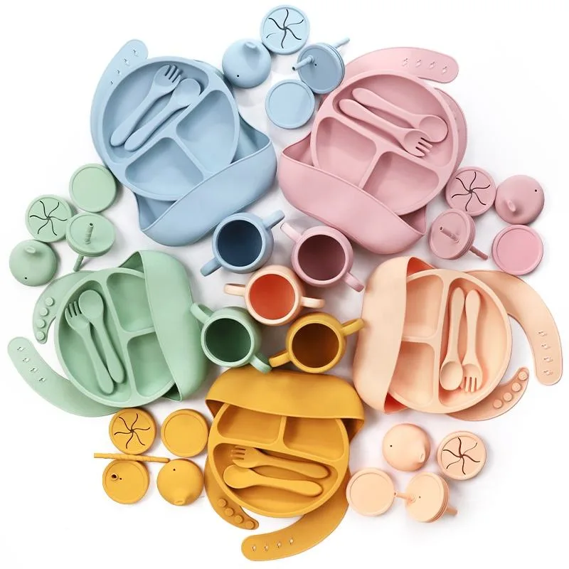 Baby Supplies Silicone Baby Feeding Set Newborn Set Gift Baby Plate Set - custom silicone manufacturer