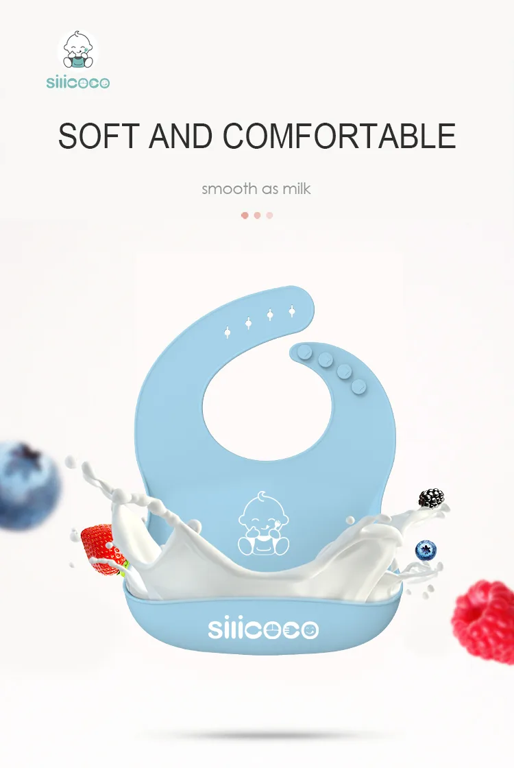 Custom Silicoco Baby Bibs Wholesale Waterproof Bib Bpa Free Adjustable Easy Clean Baby Silicone Bib for Babies Toddlers - detail view 9
