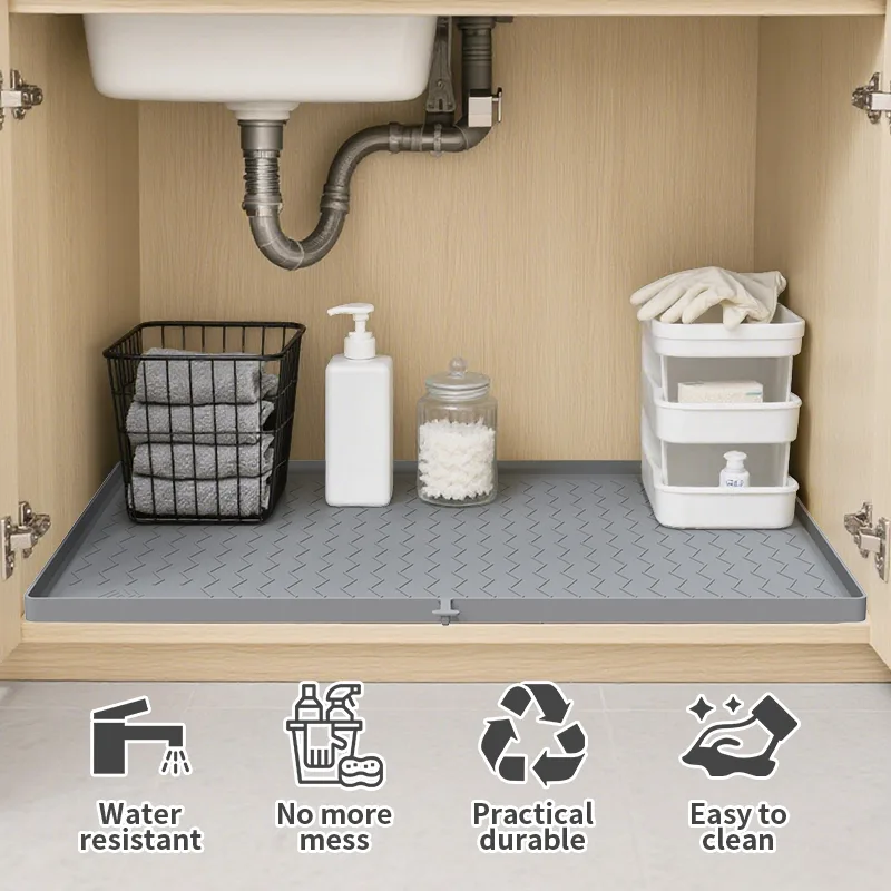 Silicone Cabinet Mat Water Corrugated Silica Gel Drain Pad Anti-fouling Anti-oil Under Sink Mat Large Size Silicone Kitchen Mat - detail view 7
