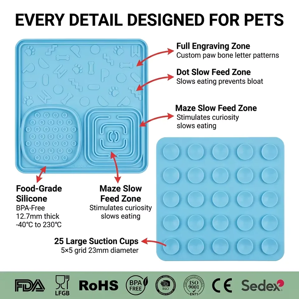 Wholesale Slow Feeder Dog Bowls Lick Mat Anti-Slip Durable Plastic Silicone Interactive Toy for Large Medium Small Dogs Cats - detail view 4