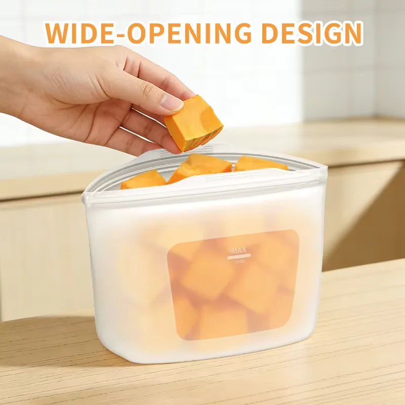 100% Silicone Reusable Food Storage Bag Leakproof Dishwasher-Safe Eco-Friendly Non-Toxic Freezer Container - detail view 3