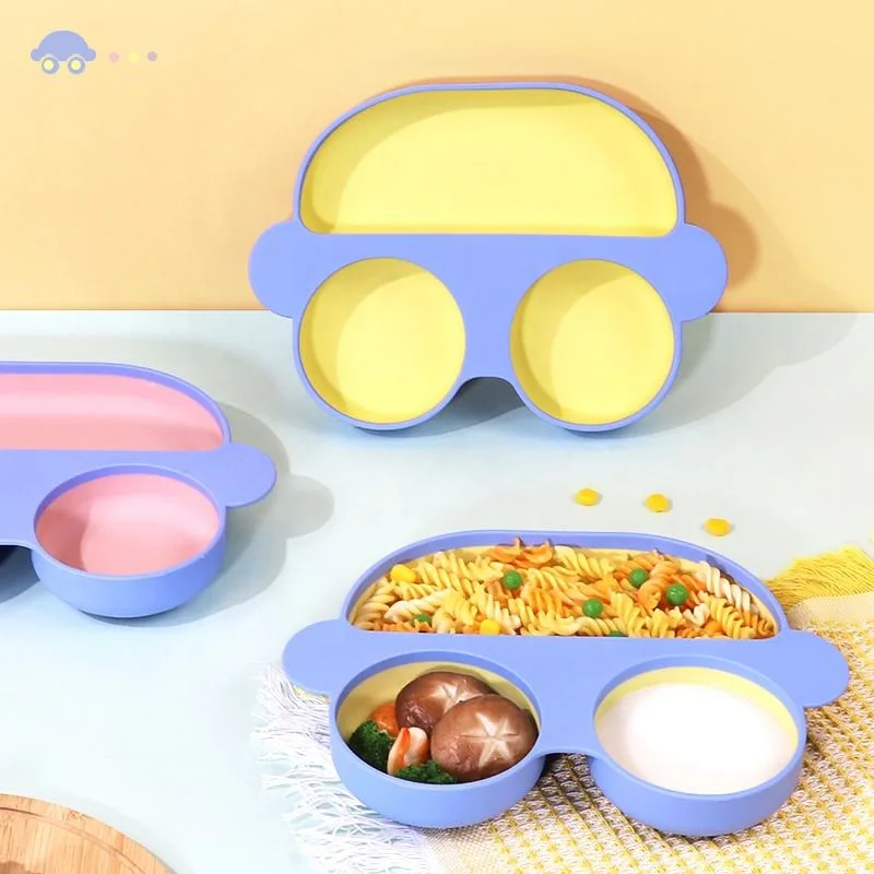 New Arrival Silicone Baby Led Weaning Set Toddler Car Plate With Suction BPA Free Baby Birthday Bift Set - custom silicone manufacturer