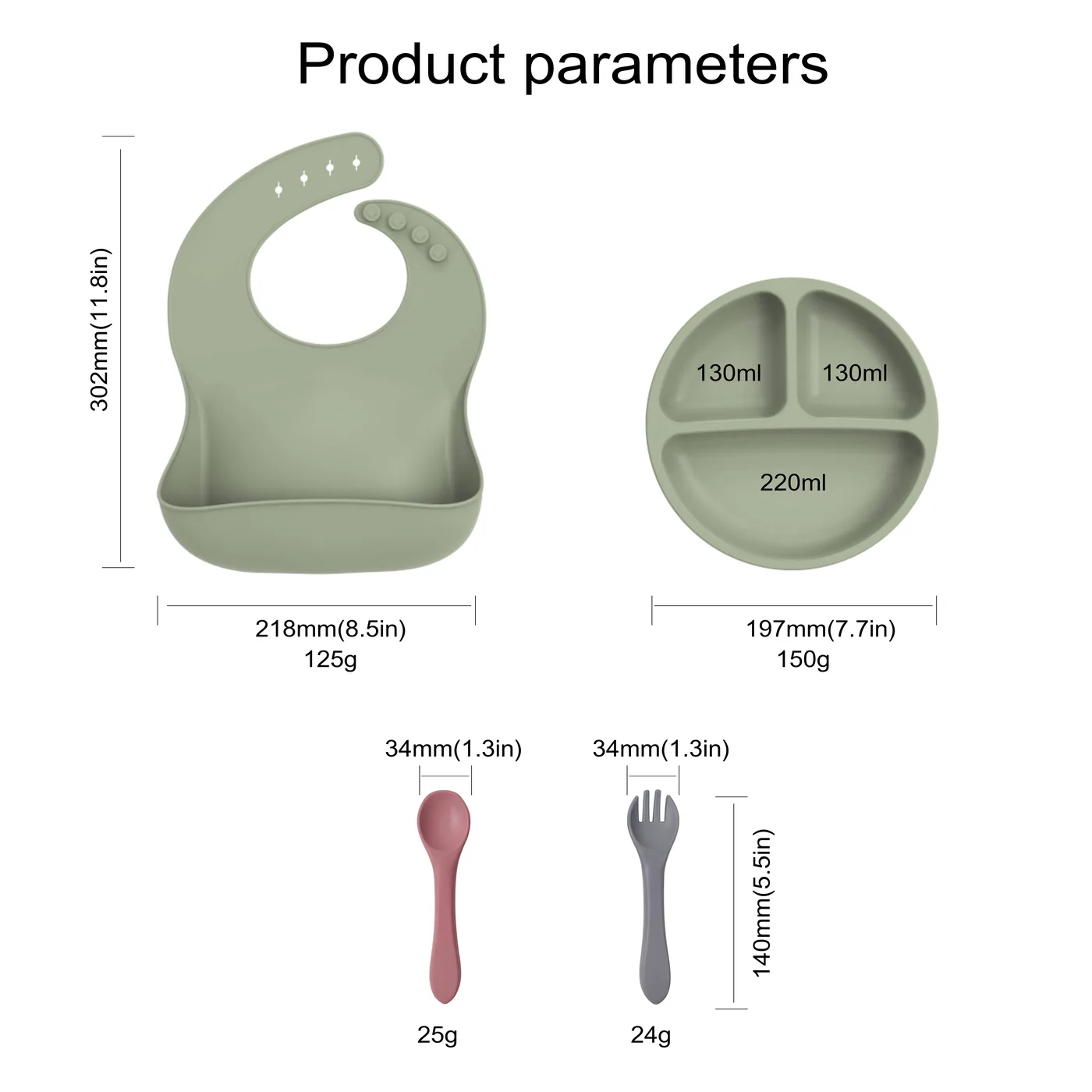 BPA Free Silicone Baby Bowl Kids Plate Bib Weaning Set Children Tableware for Safe Baby Feeding - detail view 5