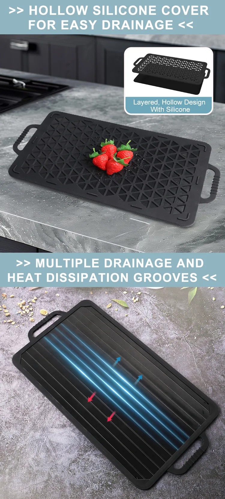 New High Quality Defrost Tray Thaw Frozen Food Defrost Master Kitchen Gadgets Meat Quick Defrosting Plate Board - detail view 8