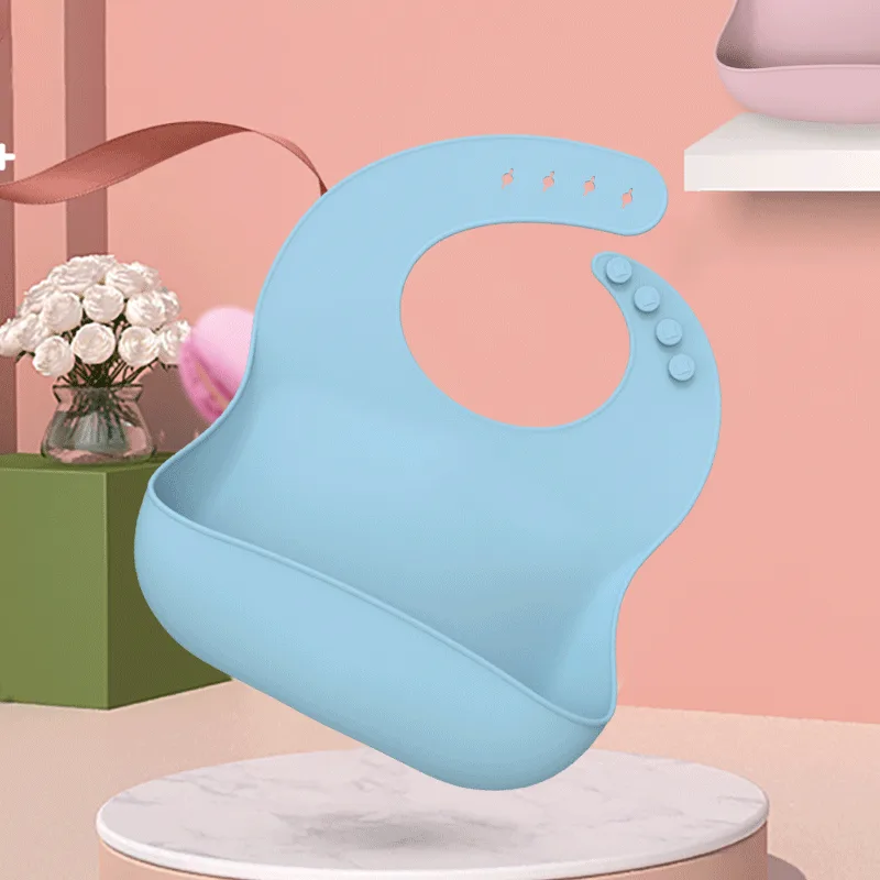 Custom Silicoco Baby Bibs Wholesale Waterproof Bib Bpa Free Adjustable Easy Clean Baby Silicone Bib for Babies Toddlers - detail view 1