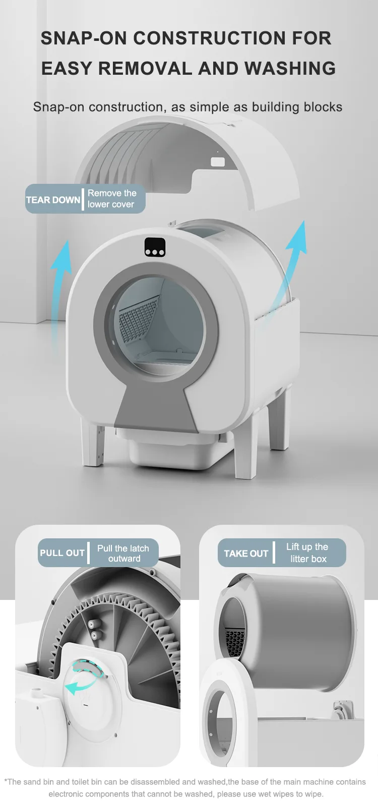Low Noise Wifi Remote App Control Large Electric Automatic Smart Open Top Self-Cleaning Cat Toilet Litter Box - detail view 10