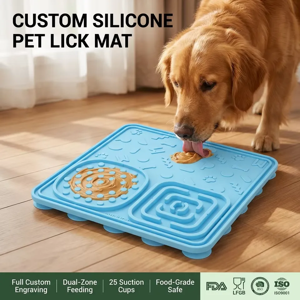 Wholesale Silicone Licking Mat for Cats Dogs Non-slip Pet Slow Feeder with Suction Cup Pet Bowls Feeders - detail view 1