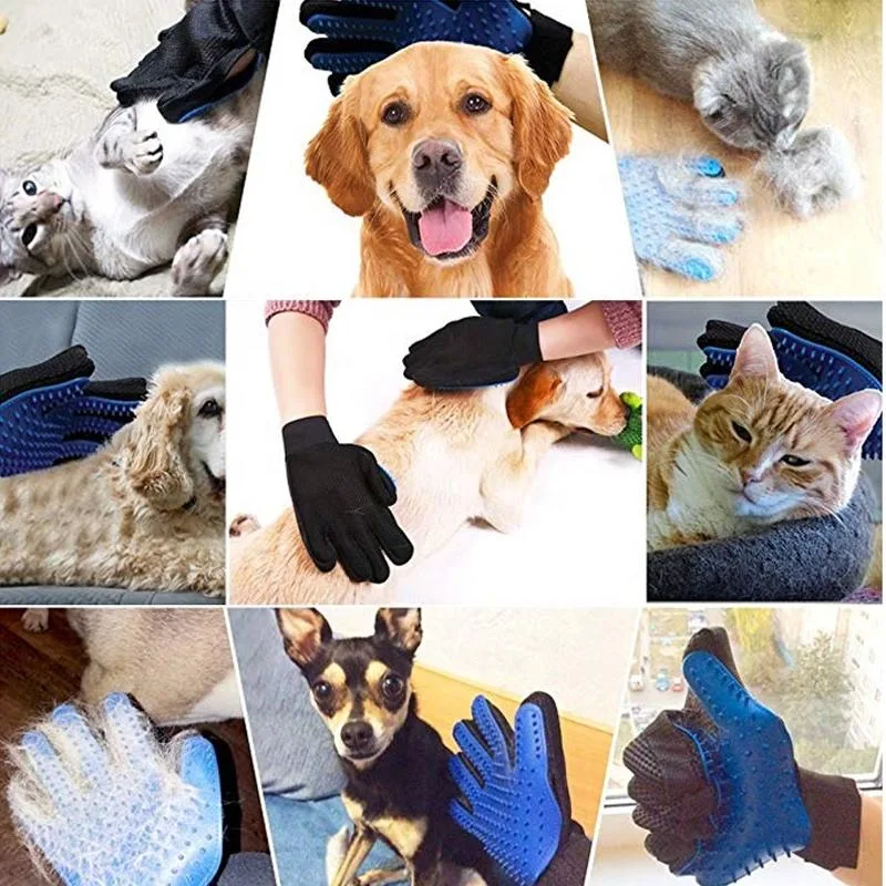 Pet Grooming Glove - Gentle Deshedding Brush Glove - Efficient Pet Hair Remover Mitt - Massage Tool with Enhanced Five Finger - detail view 3