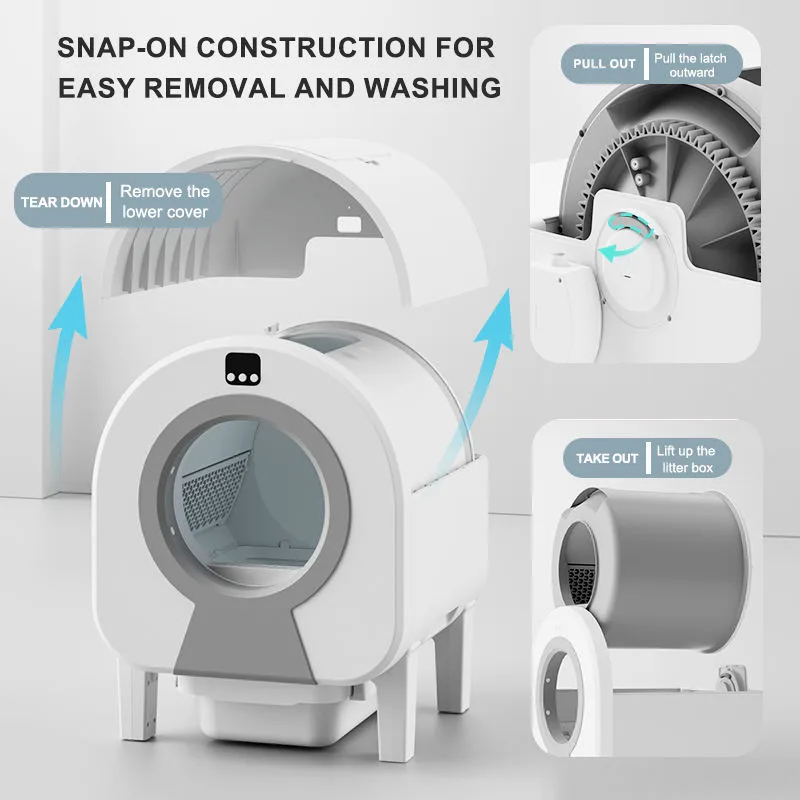 Low Noise Wifi Remote App Control Large Electric Automatic Smart Open Top Self-Cleaning Cat Toilet Litter Box - detail view 4