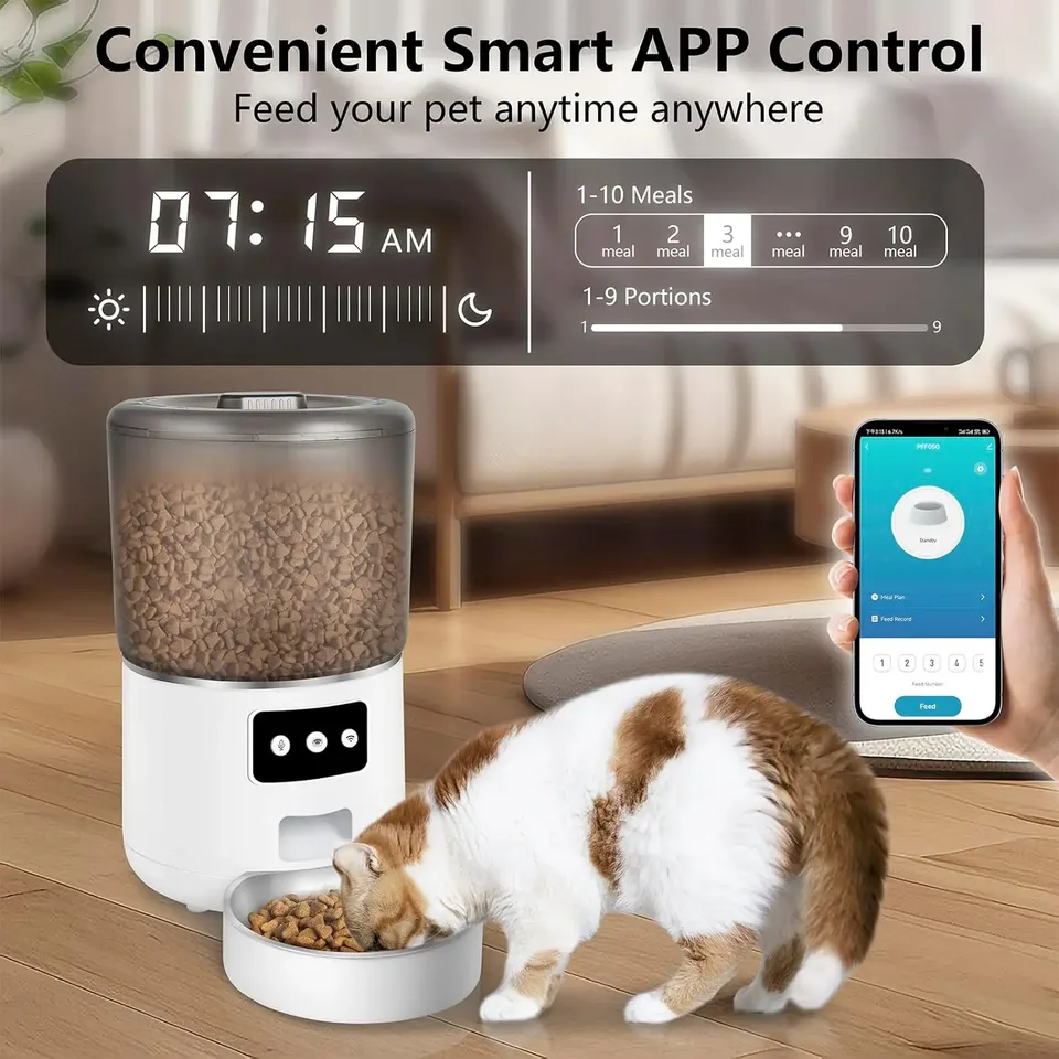 Portable Smart Pet Feeder 1.5kg USB Dry Food Dispenser 4L Stainless Steel Dog Cat Bowls - detail view 3