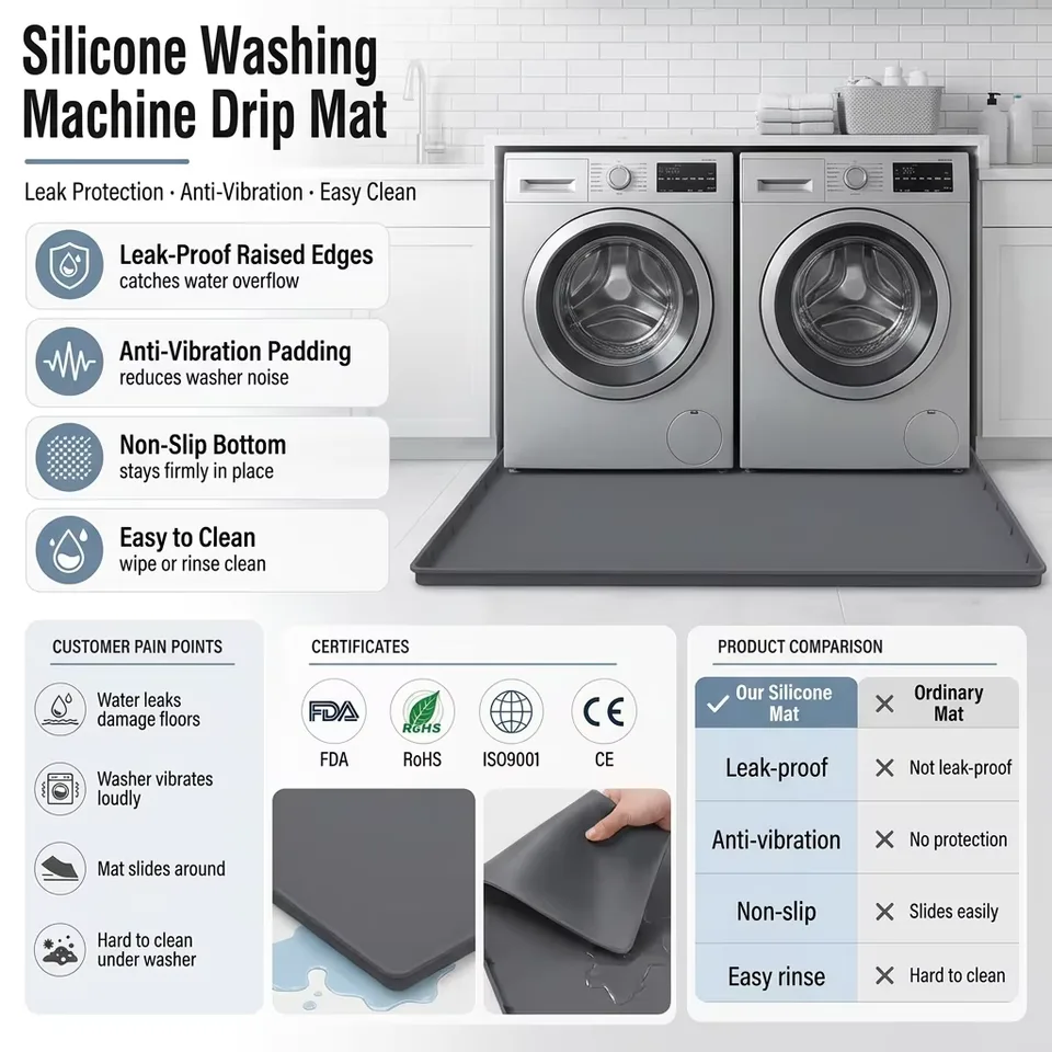 Silicone Kitchen & Bathroom Mat Protector Under-Sink Liner with Drain Hole for Drips Leaks Spills Pads & Cabinets - custom silicone manufacturer