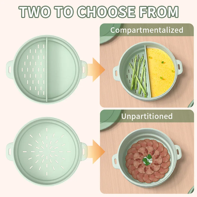 Silicone Steamer Cookware Vegetables Prep Meal Food Removable Rack BPA Free Steamer Bowl - detail view 2