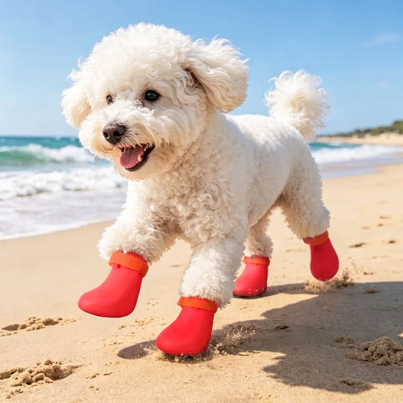 Silicone Pet Dog Shoes for Large Dogs Boots Sneakers for Outdoor Waterproof Anti-Slip Rain Boot Dog Shoes - custom silicone manufacturer