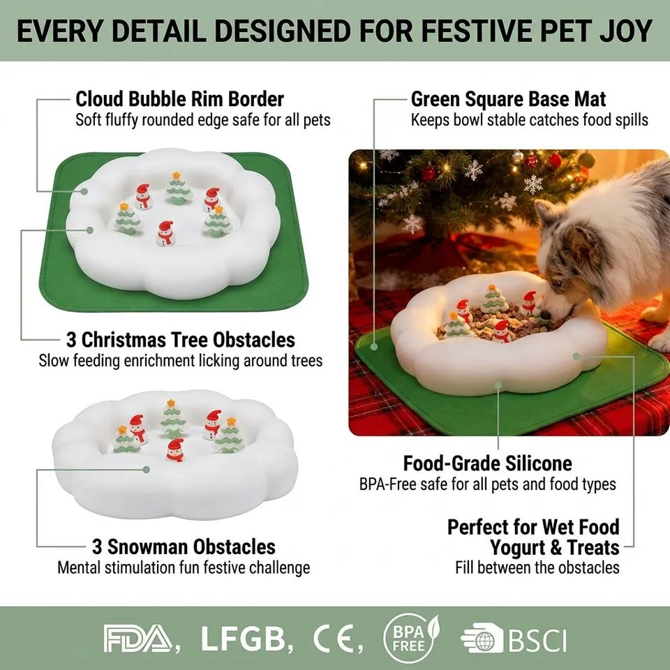 Top Rankings Christmas Pet Dog Lick Mat Slow Feeding Bowl Ready to Ship Slow Feeder Silicone Lick Pad - detail view 2