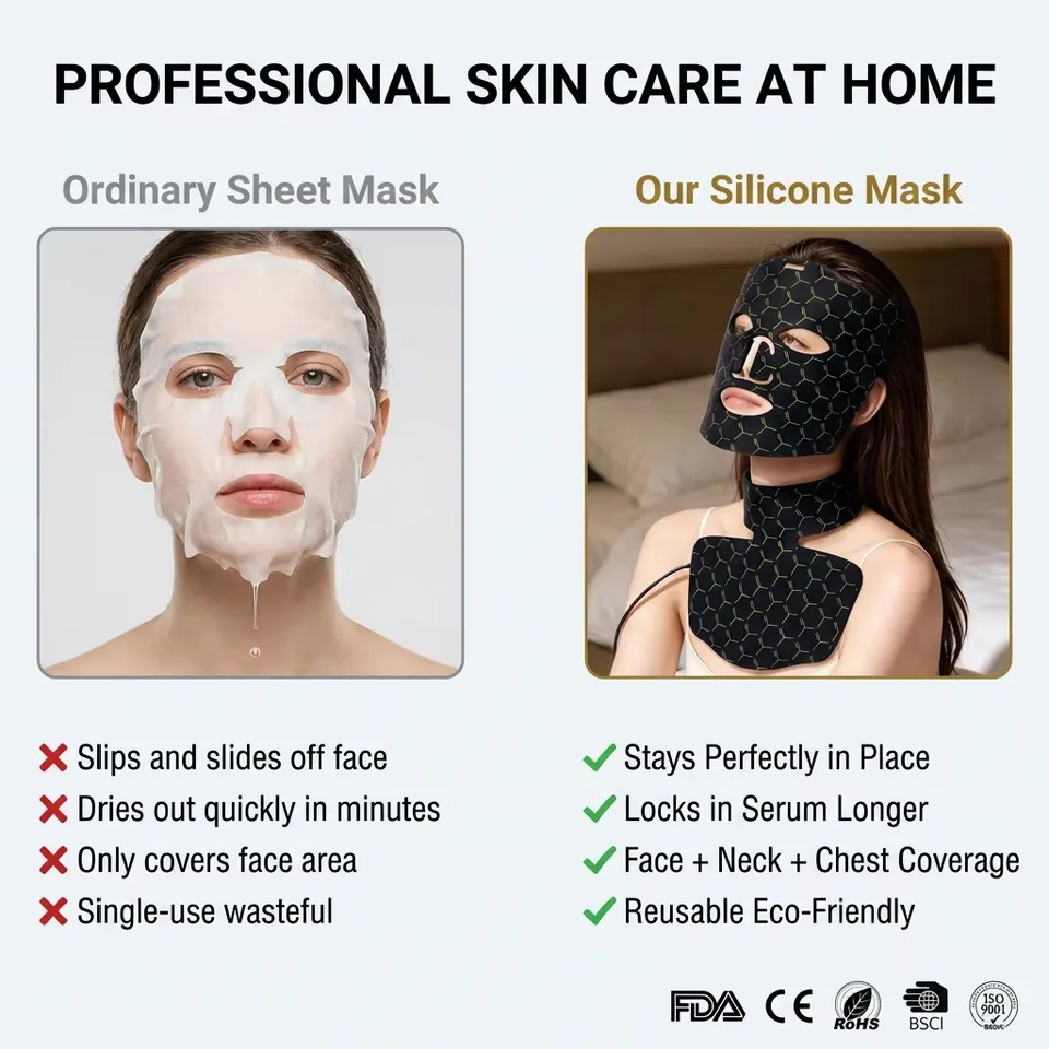 Professional Salon Style Standing Silicone LED Light Face Mask Mat Home Use Hand Held Skin Care Facial Mask - detail view 2