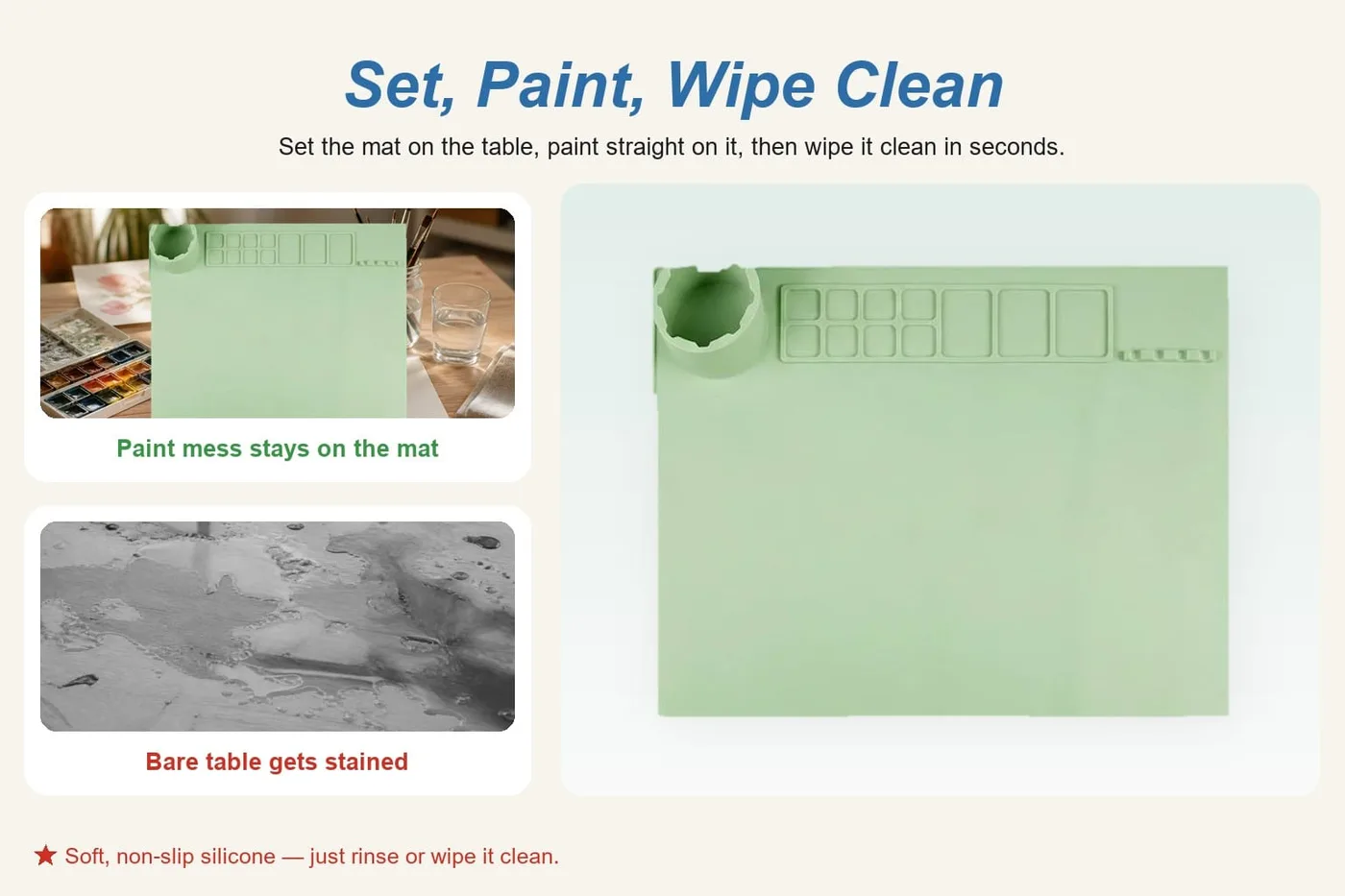 Silicone Art Painting Mat with Palette - Foldable Craft Mat - detail view 4